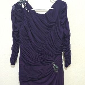 Adrianna Papell Purple Asymmetrical Ruched Cocktail Dress 12